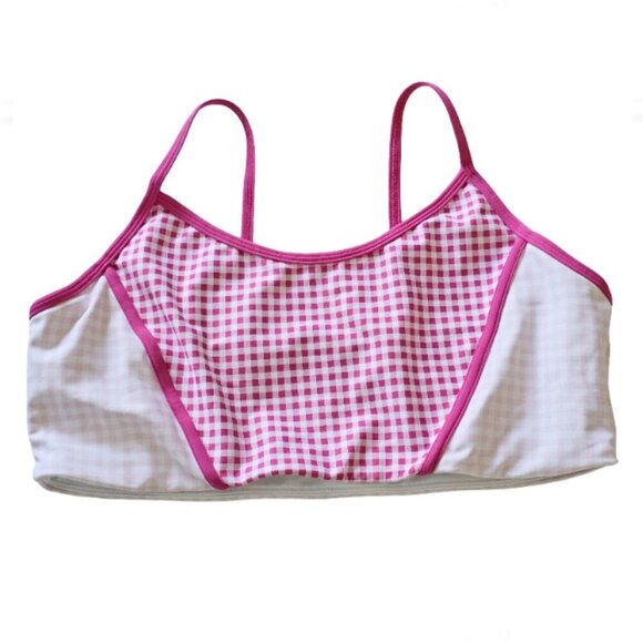 AQUA Athletic Pink Gingham Pullover Sports Bra Size XL - Picture 1 of 3